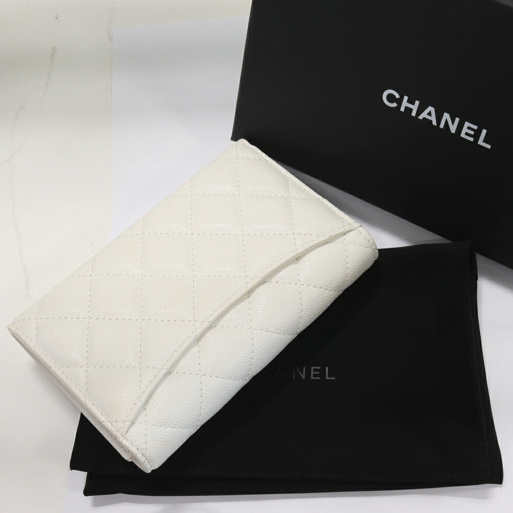 Chanel Caviar Skin Bifold Wallet Matelasse Medium Classic Flap AP0232 in Pristine Condition