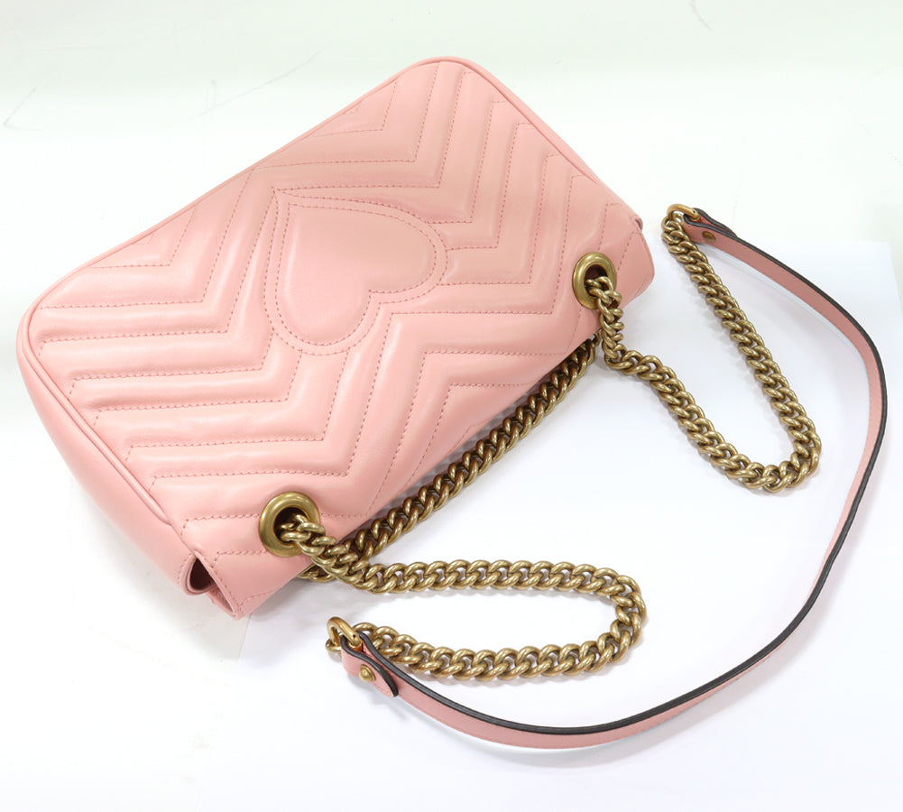 Gucci GG Marmont Quilted Shoulder Bag Pink