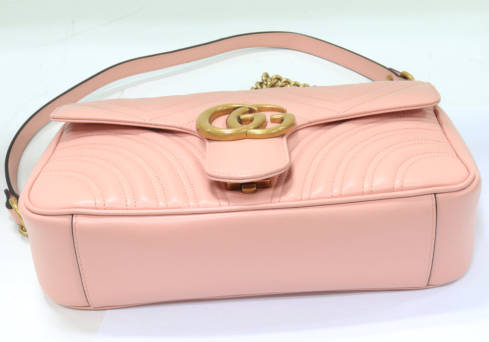 Gucci GG Marmont Quilted Shoulder Bag Pink