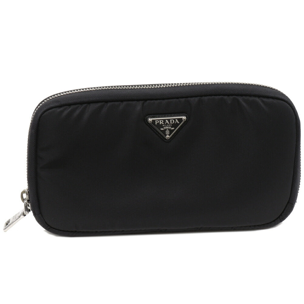 Prada Nylon Zip Wallet Clutch Bag Black