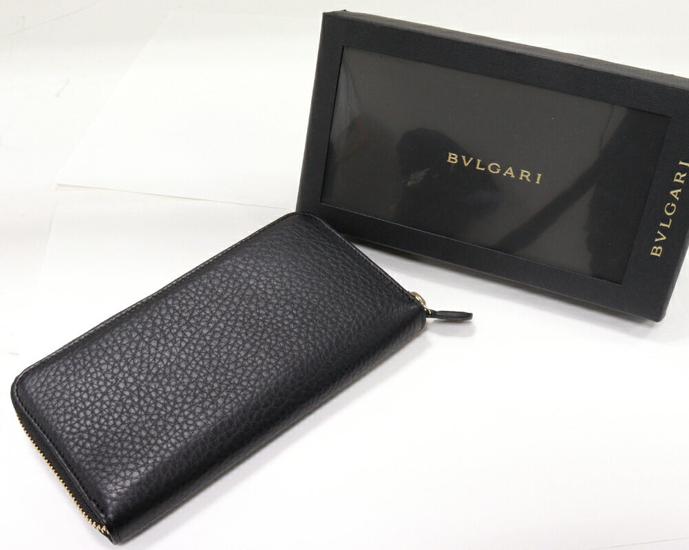 Bvlgari Black Leather Long Wallet