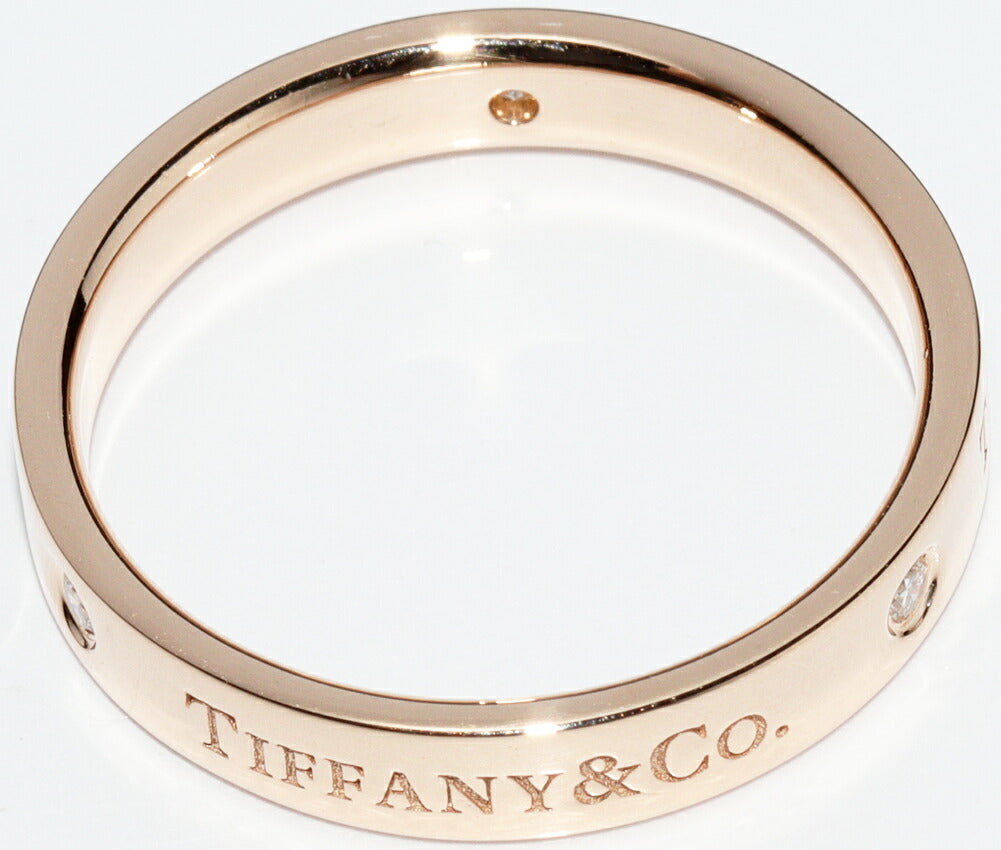 Tiffany K18PG Diamond Flat Band Ring