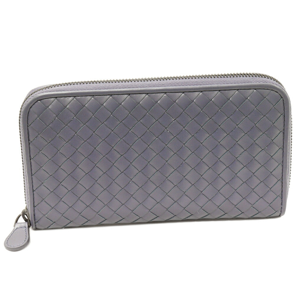 Bottega Veneta Intrecciato Zip Wallet Blue