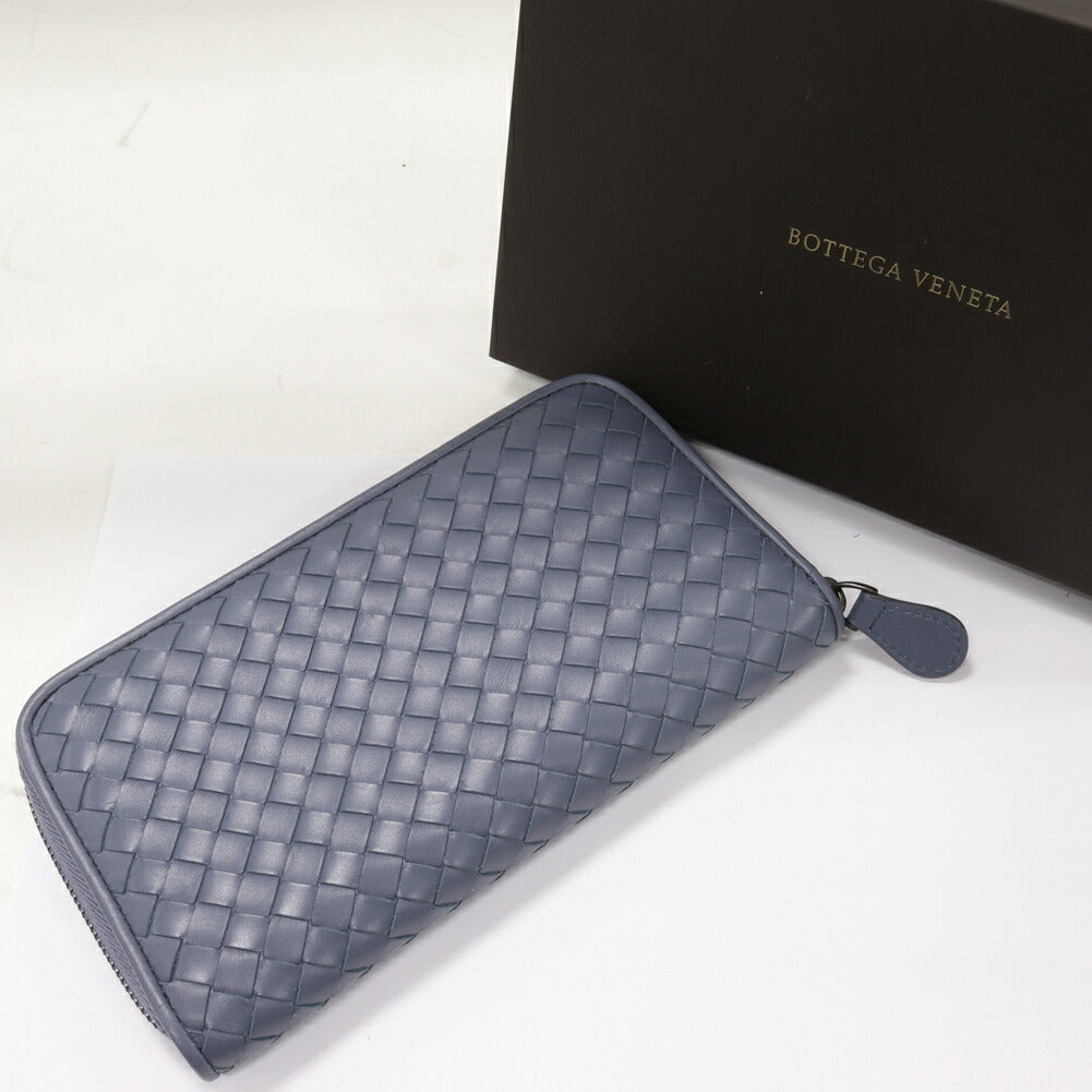 Bottega Veneta Intrecciato Zip Wallet Blue