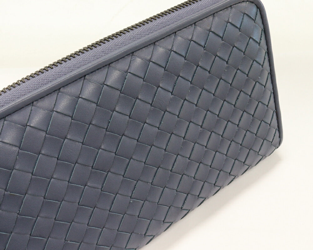 Bottega Veneta Intrecciato Zip Wallet Blue