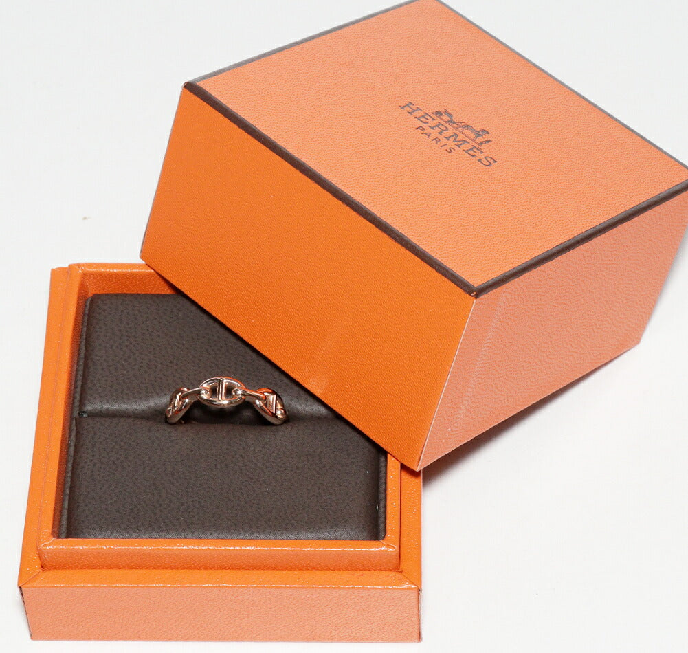 Hermes K18PG Chaine d'Ancre Enchainee Ring PM