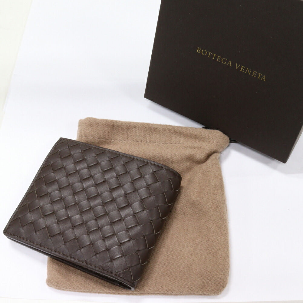 Bottega Veneta Intrecciato Bifold Wallet Dark Brown