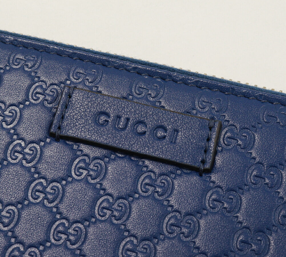 Gucci Blue Leather Zip Around Wallet