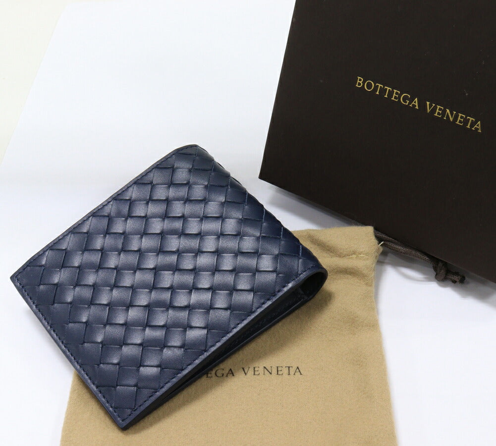 Bottega Veneta Intrecciato Bifold Wallet Navy