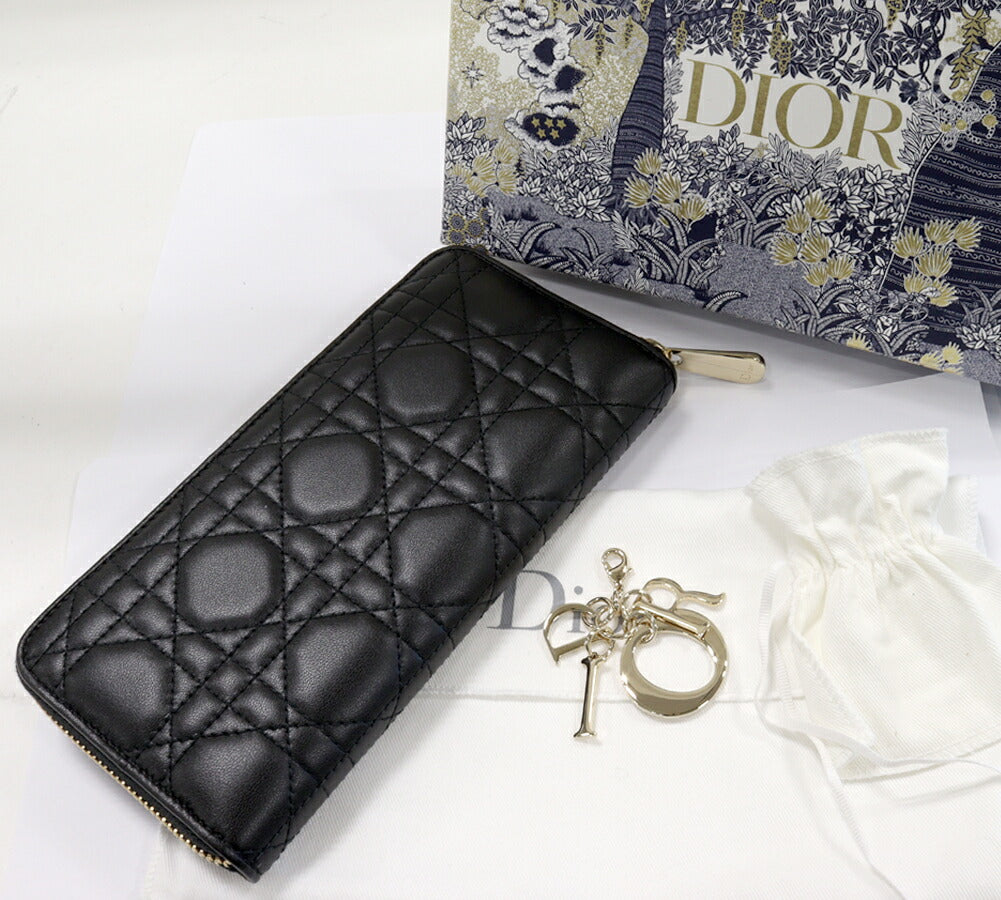 Dior Lady Dior Cannage Long Wallet Black