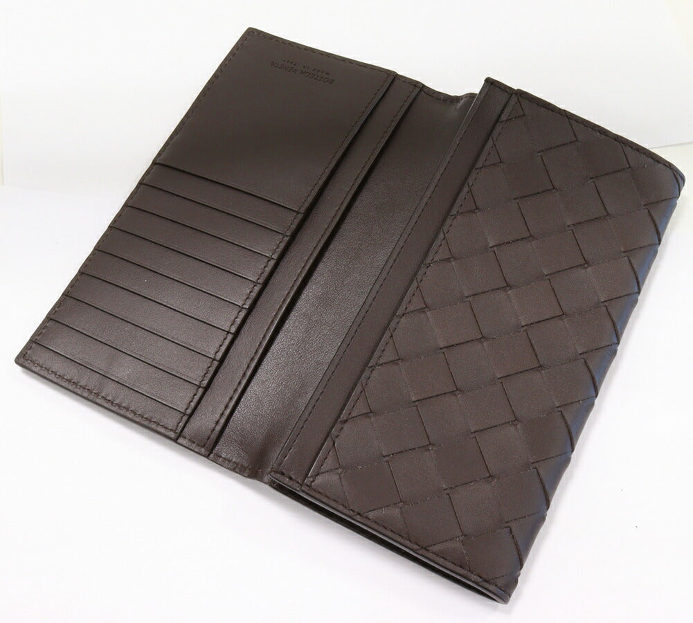 Bottega Veneta Intrecciato Long Wallet Dark Brown