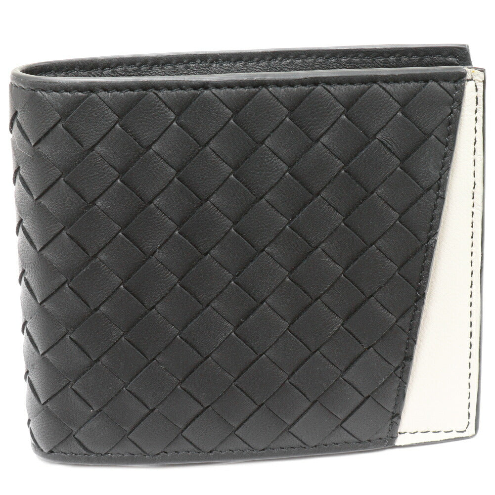 Bottega Veneta Lambskin Bifold Wallet Black Ivory