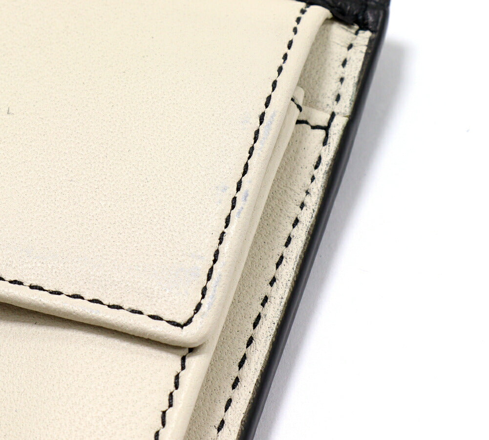 Bottega Veneta Lambskin Bifold Wallet Black Ivory