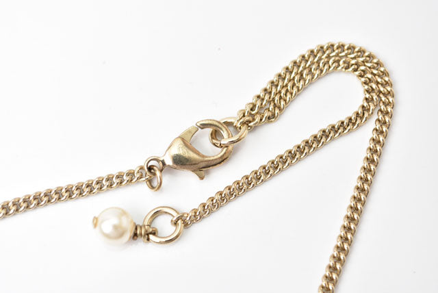 Chanel Necklace/Pendant Coco Mark CC Pearl Motif Gold/White