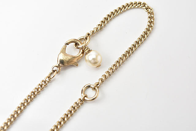 Chanel Necklace/Pendant Coco Mark CC Pearl Motif Gold/White