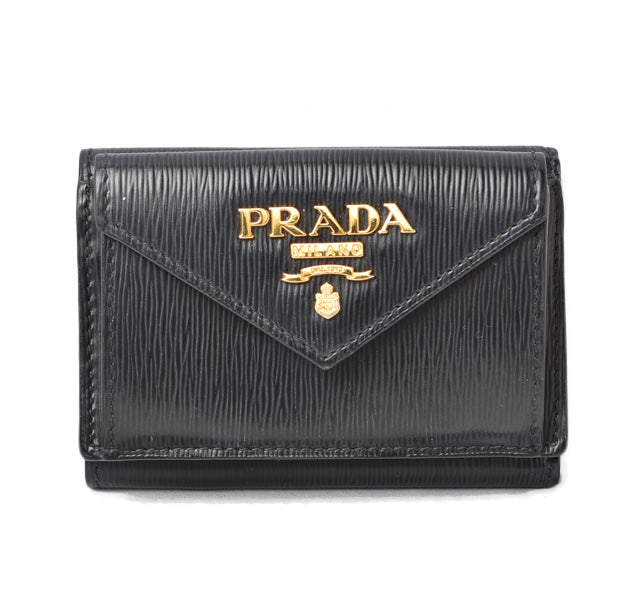 Prada Embossed Leather Mini Wallet Card Case