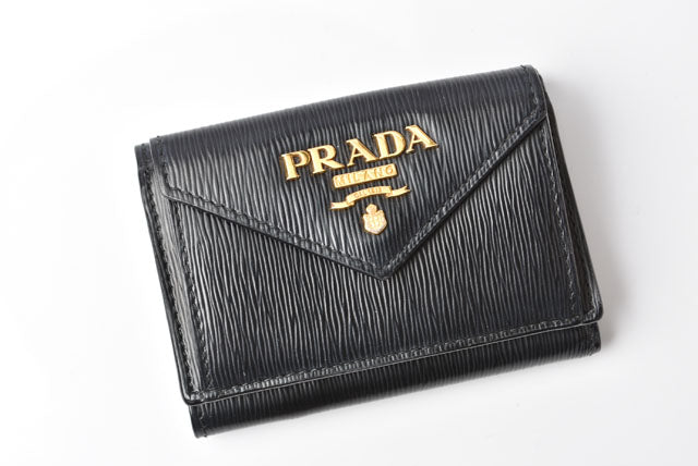 Prada Embossed Leather Mini Wallet Card Case in Great Condition