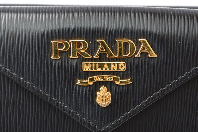 Prada Embossed Leather Mini Wallet Card Case in Great Condition