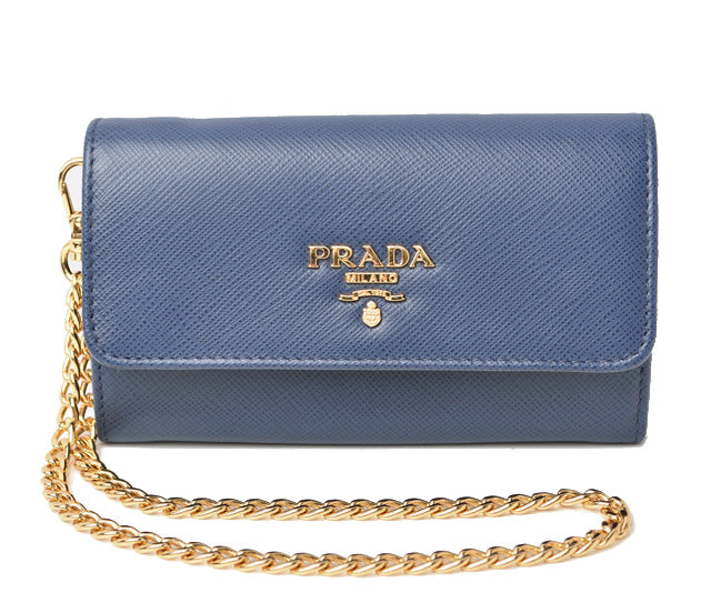 Prada Saffiano Leather Chain Wallet 1MC015 in Pristine Condition