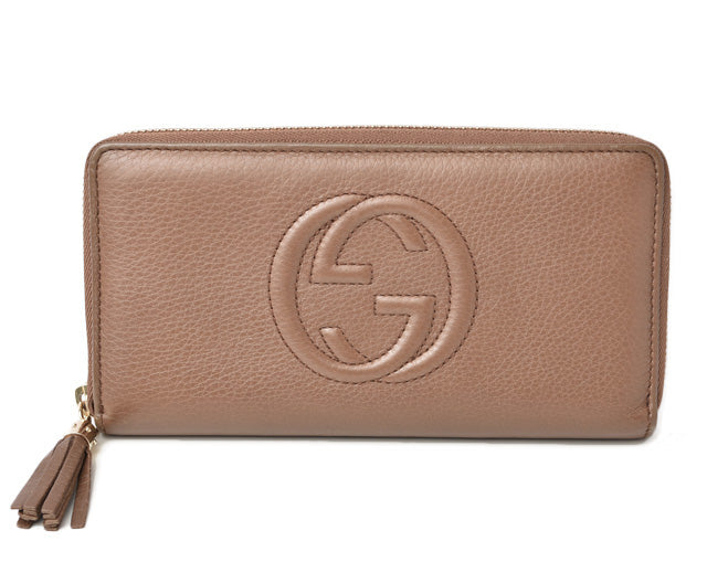 Gucci Leather Long Wallet Round Zipper Soho Interlocking G