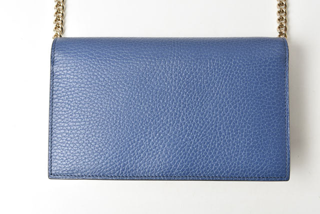 Gucci Leather Chain Shoulder Bag/Wallet/Clutch Interlocking G Blue