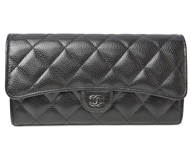 Chanel Caviar Skin Long Wallet Timeless Classic AP0241 in Excellent Condition