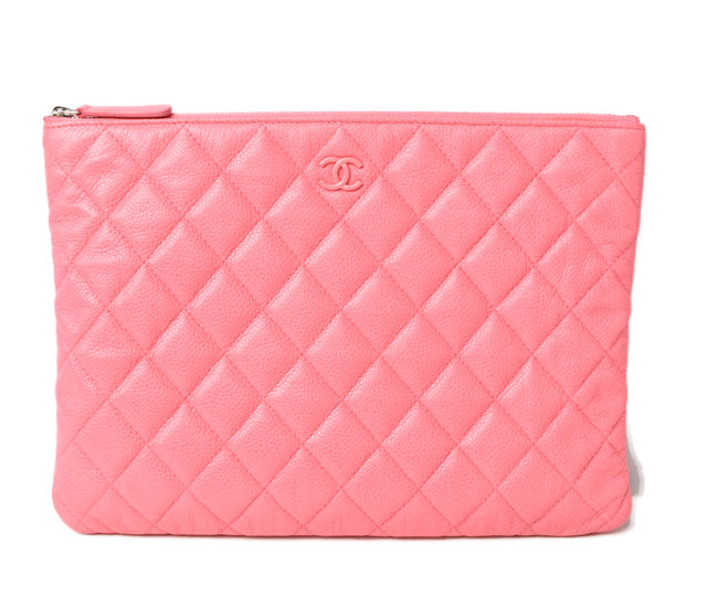 Chanel Caviar Skin Clutch Bag/Flat Pouch Rose Pink in Great Condition