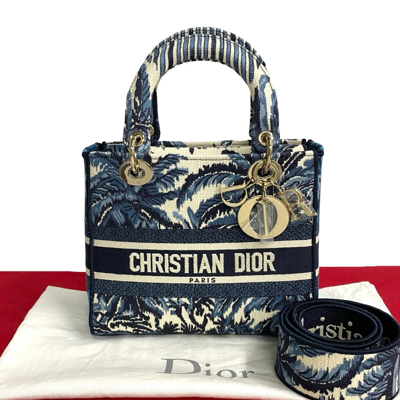 Dior Medium Embroidered Lady D-Lite Bag  Canvas Crossbody Bag in Excellent condition