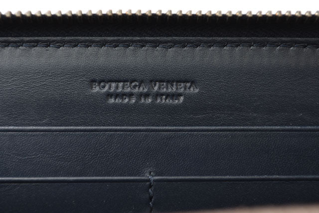 Bottega Veneta Leather Long Wallet Round Zipper Intrecciato