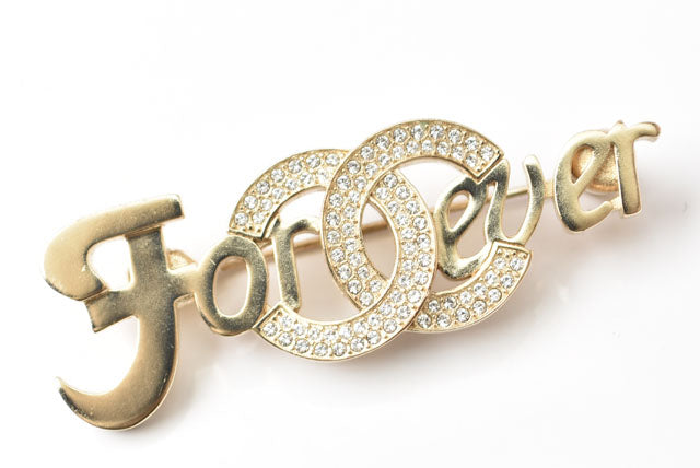 Chanel Brooch with Rhinestones and Coco Mark, Gold