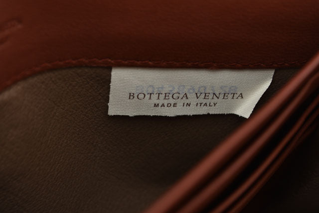 Bottega Veneta Leather Python Long Wallet Intrecciato Brown Beige in Great Condition