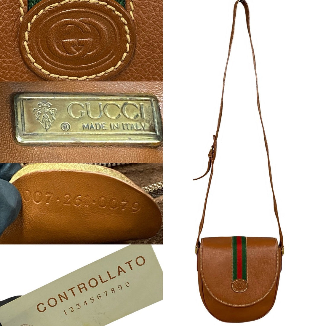 Gucci Sherry Line GG Leather Shoulder Bag Leather Shoulder Bag 0072610079 in Very Good Condition