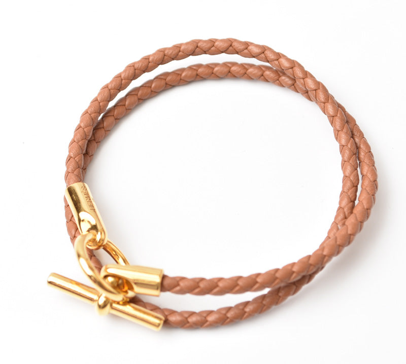 Hermes Grenan Double Tour Bracelet Brown/Gold