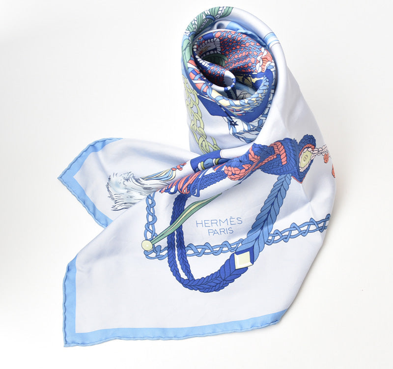 Hermes Silk Scarf LE TIMBALIER Blue