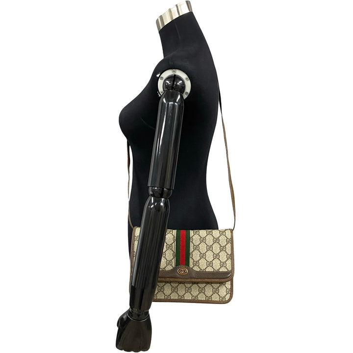 Gucci GG Canvas Web Crossbody Bag  Canvas Crossbody Bag in Very Good Condition