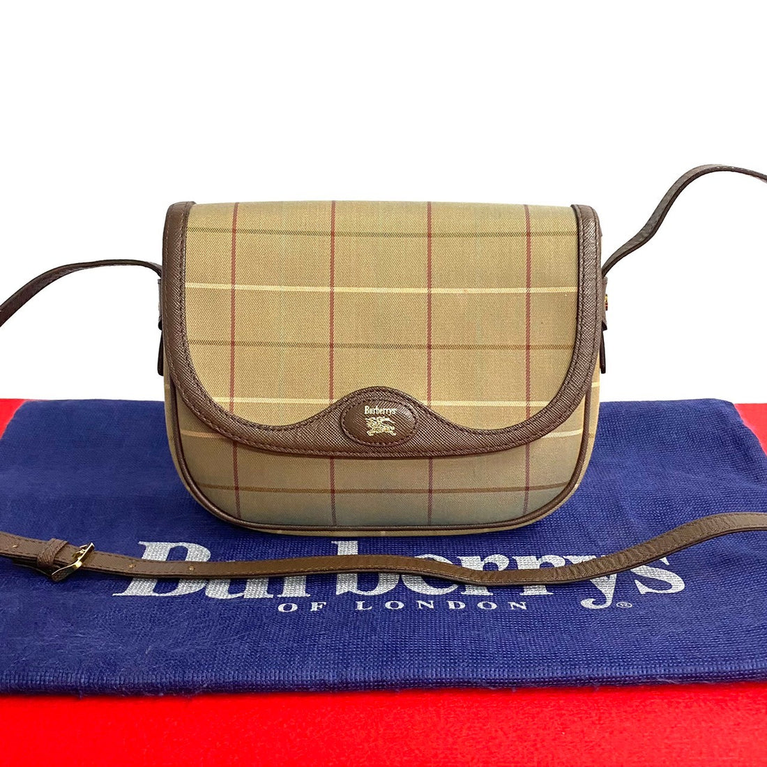 Burberry Check Canvas Crossbody Bag Canvas Crossbody Bag in Very Good Condition