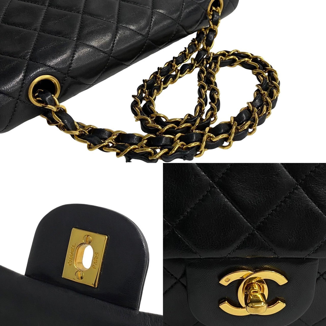 Chanel Matelasse Double Flap Leather Shoulder Bag