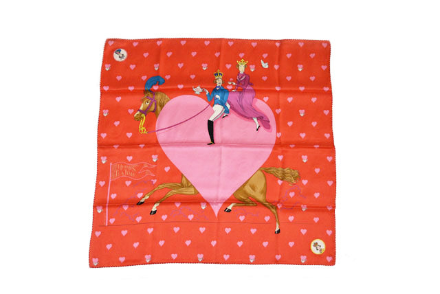 Hermes Silk Scarf Heart Red/Pink