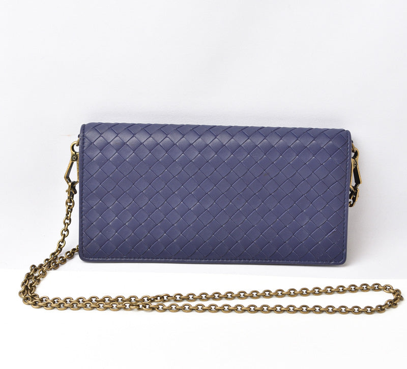 Bottega Veneta Intrecciato Nappa Long Wallet Chain Wallet Clutch Bag in Excellent Condition