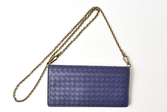 Bottega Veneta Intrecciato Nappa Long Wallet Chain Wallet Clutch Bag in Excellent Condition