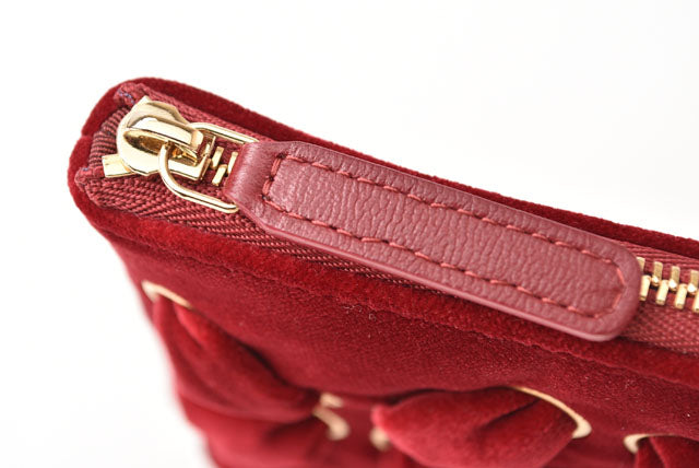 Chanel Red Velvet Clutch Bag/Flat Pouch