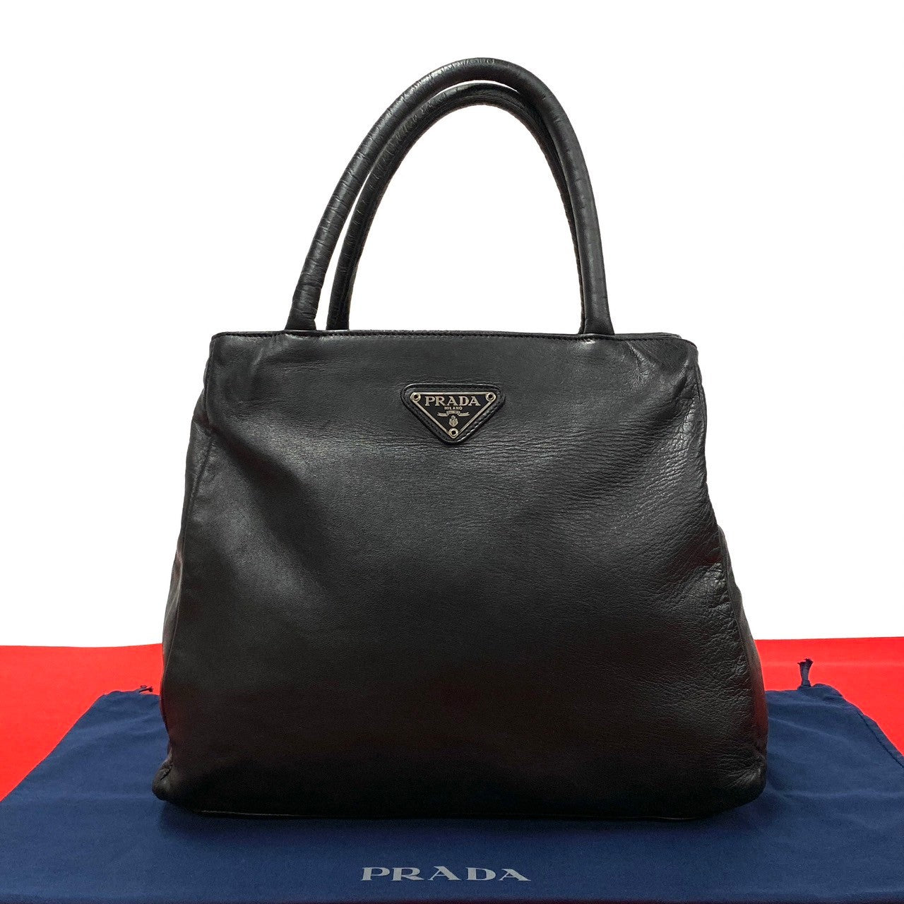 Prada Leather Logo Tote Bag  Leather Tote Bag in Very Good Condition