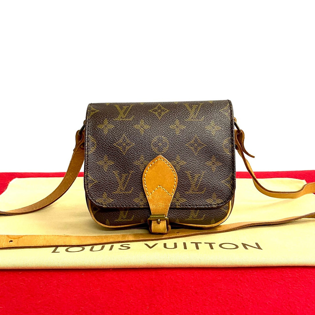 Louis Vuitton Mini Cartouchiere Canvas Shoulder Bag M51254 in Very Good Condition