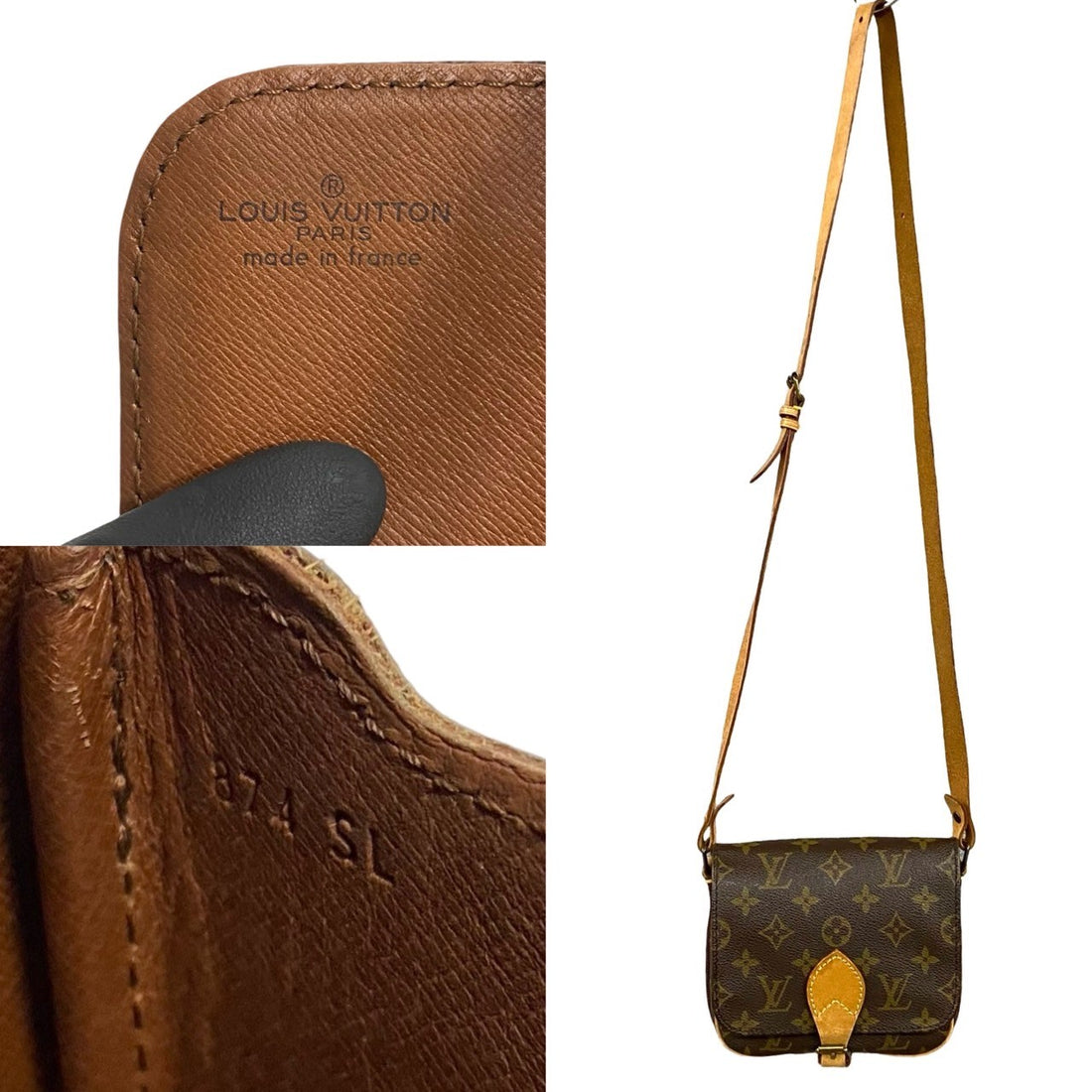 Louis Vuitton Mini Cartouchiere Canvas Shoulder Bag M51254 in Very Good Condition