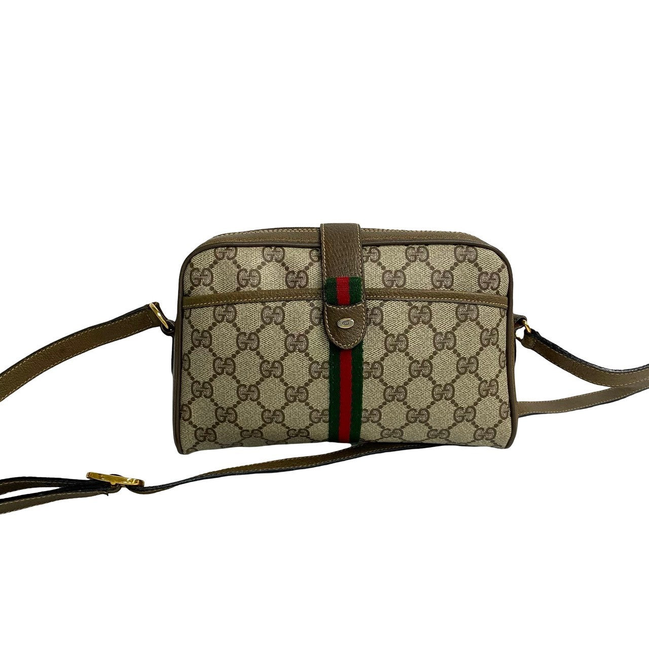 Gucci GG Canvas Web Crossbody Bag  Canvas Crossbody Bag in Great Condition