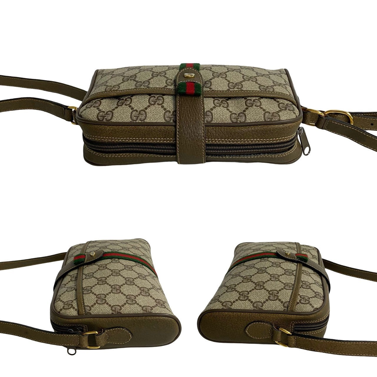 Gucci GG Canvas Web Crossbody Bag  Canvas Crossbody Bag in Great Condition