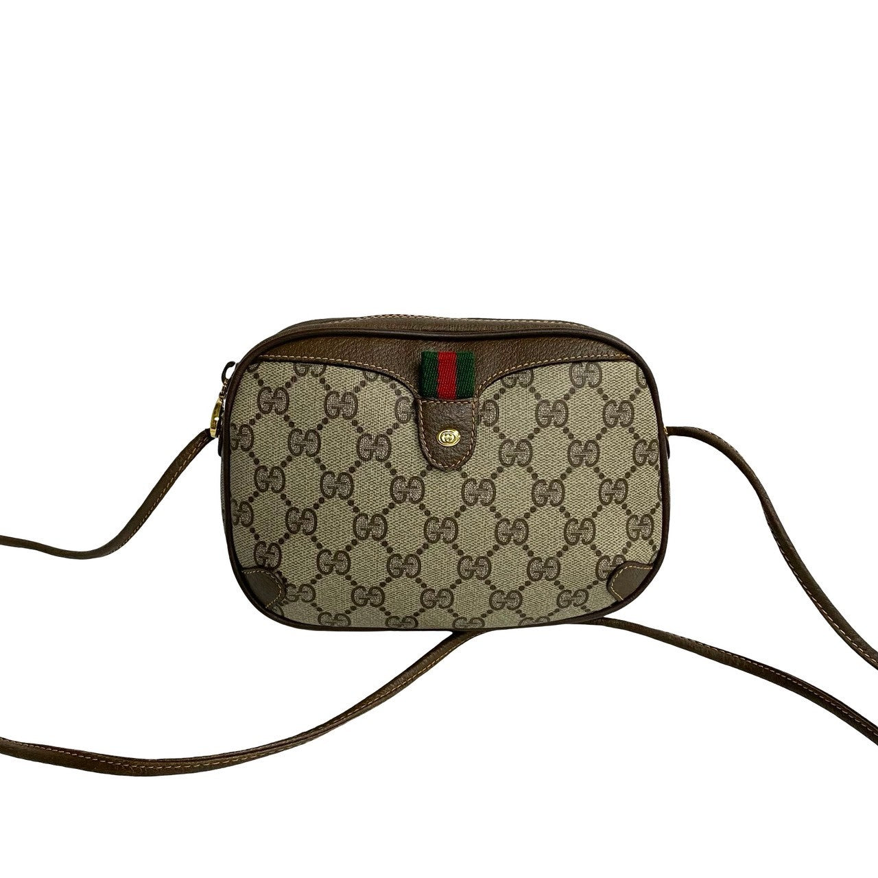 Gucci GG Canvas Web Crossbody Bag  Canvas Crossbody Bag in Very Good Condition