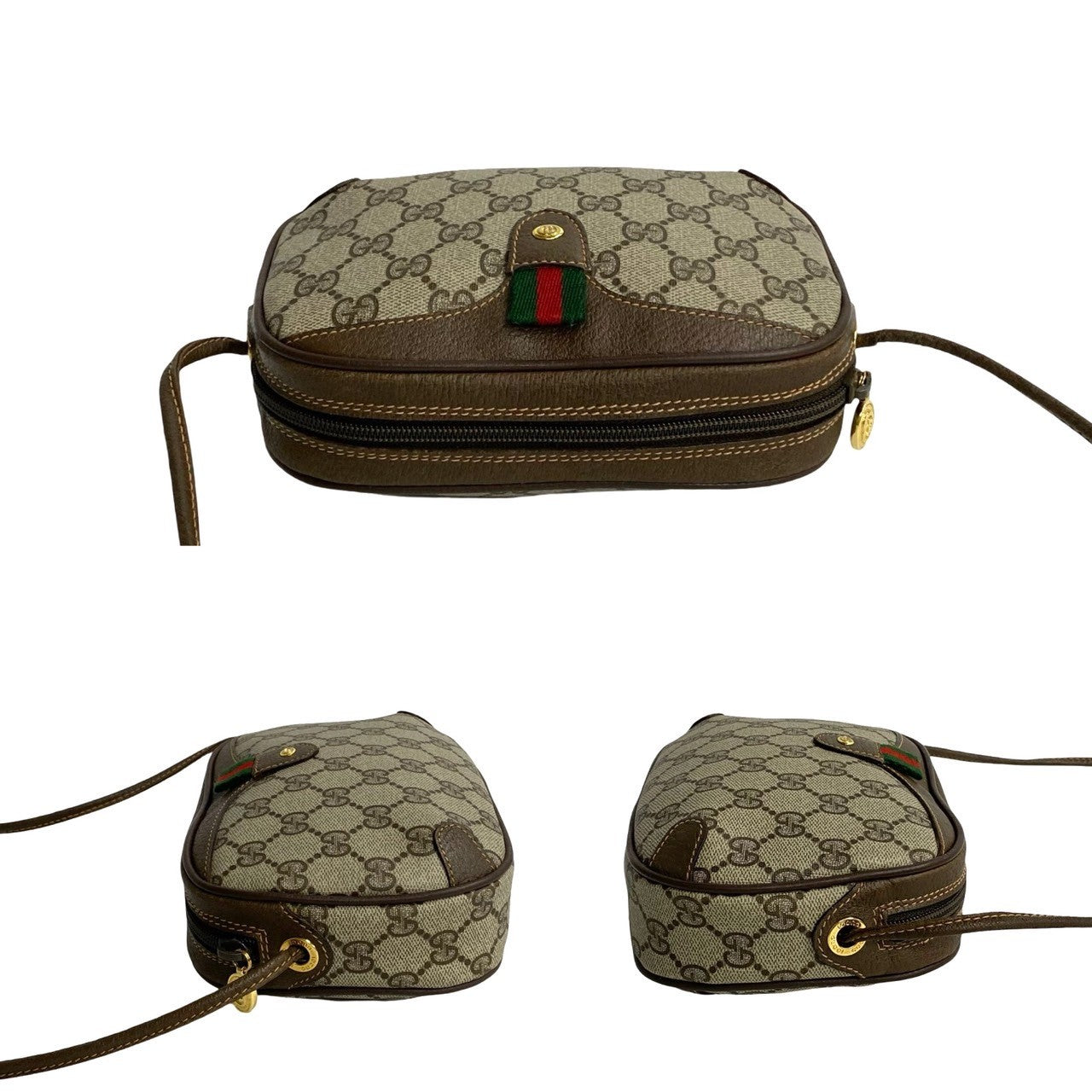 Gucci GG Canvas Web Crossbody Bag  Canvas Crossbody Bag in Very Good Condition