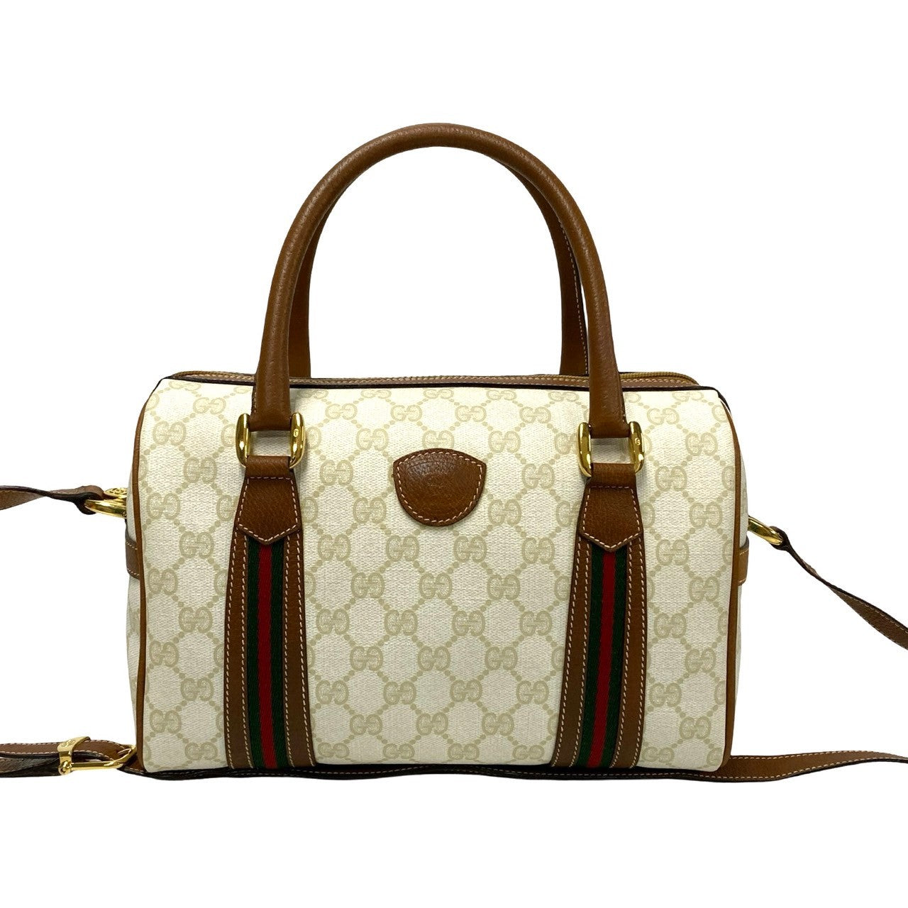 Gucci GG Supreme Web Boston Bag  Leather Crossbody Bag in Great Condition