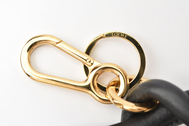 Loewe Leather Keyring/Keychain Bag Charm Black/Gold